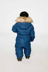 Baby in Deux par Deux -30°C dark blue puffy snowsuit for cold snowy winter days