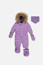 Deux par Deux Baby Original puffy one-piece snowsuit in Violet — main product view