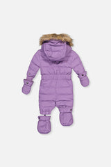 Deux par Deux Baby Original puffy one-piece snowsuit in Violet — alternate product view
