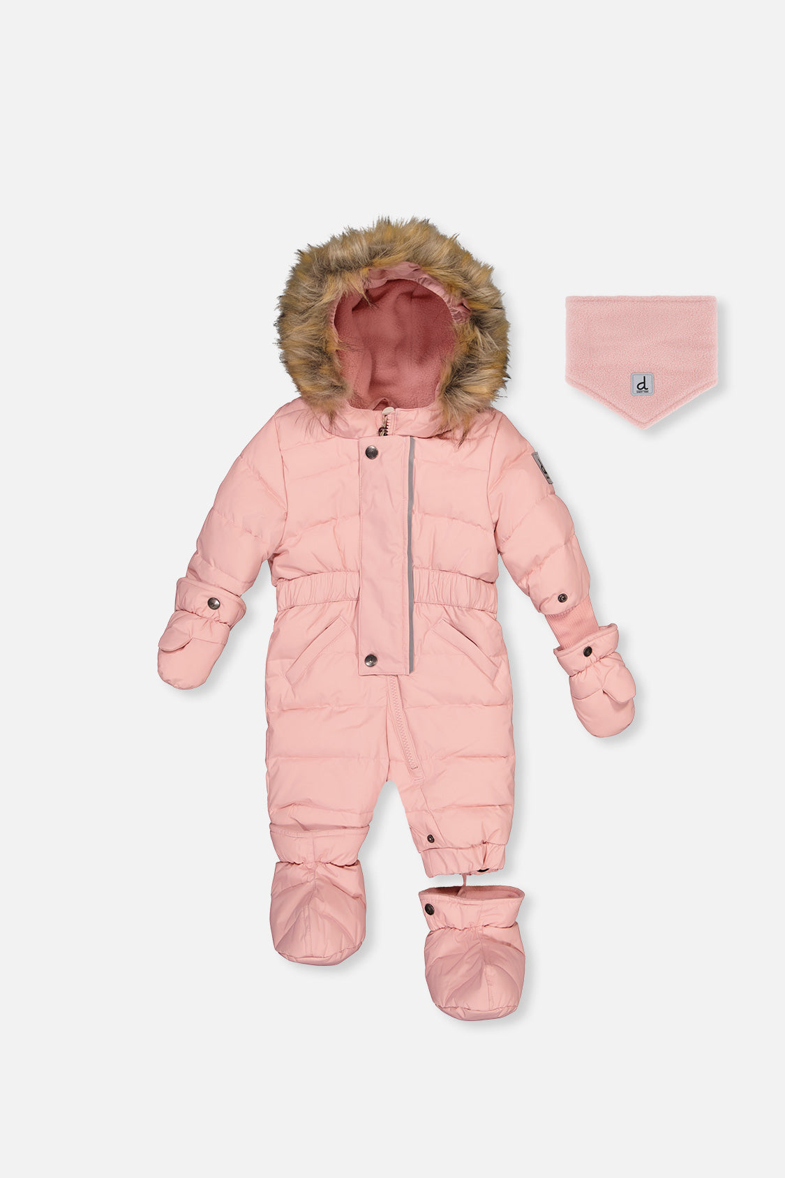 Deux par Deux baby girl ORIGINAL Pale Dusty Pink puffy snowsuit -30°C 5K sizes 6M-2T