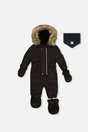 Deux par Deux Baby Original puffy one-piece snowsuit in Black — main product view