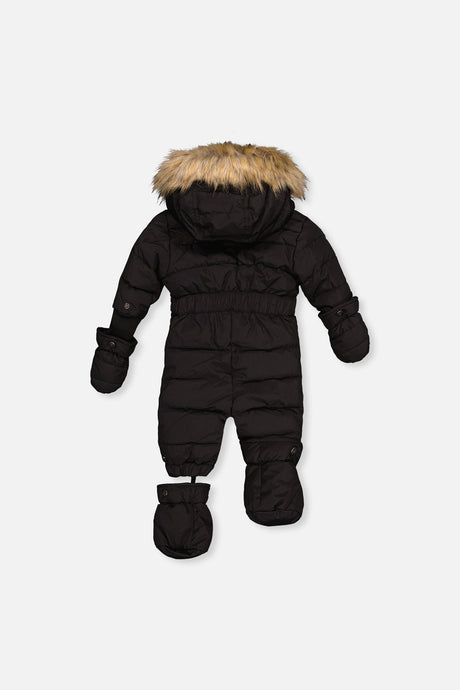 Deux par Deux Baby Original puffy one-piece snowsuit in Black — alternate product view