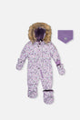 Deux par Deux baby purple mini flower puffy one-piece snowsuit product view