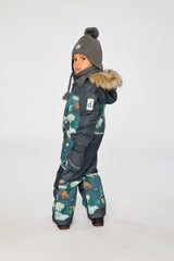 Deux par Deux Kids One Piece Discover Snowsuit Blue Bear Print