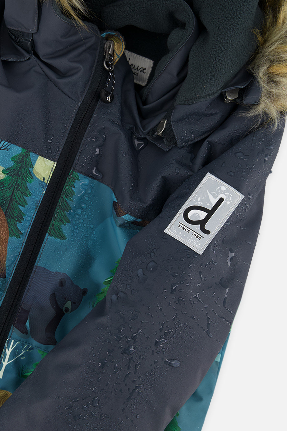 Deux par Deux Kids One Piece Discover Snowsuit Blue Bear Print