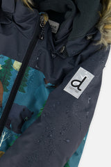 Deux par Deux Kids One Piece Discover Snowsuit Blue Bear Print