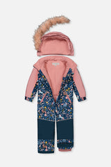 Deux par Deux Kids One Piece Discover Snowsuit Blue And Pink Unicorn Print