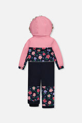 Deux par Deux Kids One Piece Discover Snowsuit Blue Floral Print P2 product view