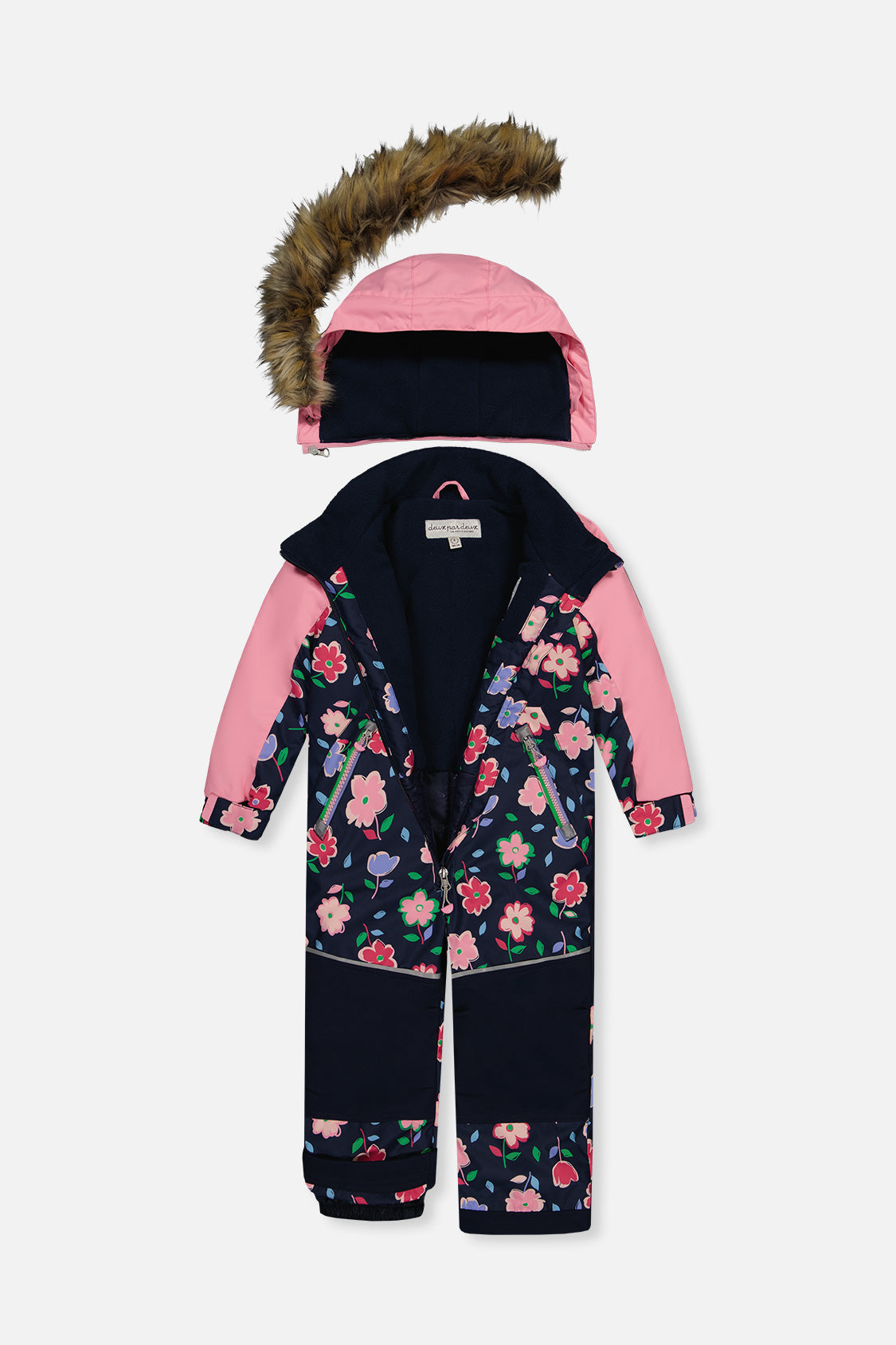 Deux par Deux Kids One Piece Discover Snowsuit Blue Floral Print P3 product view