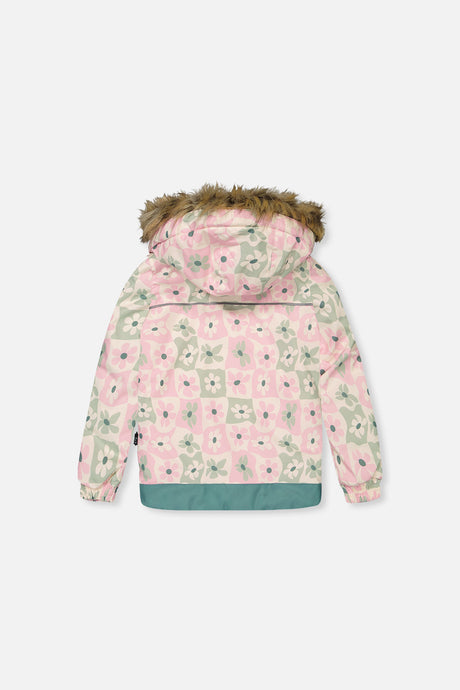 Deux par Deux Two Piece Discover Snowsuit White With Retro Pink Print