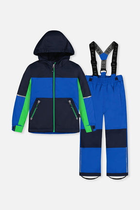 Deux par Deux boys CHILL royal blue green lightweight two-piece snowsuit product view