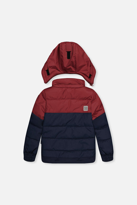 Deux par Deux navy and burgundy PLAY jacket back view