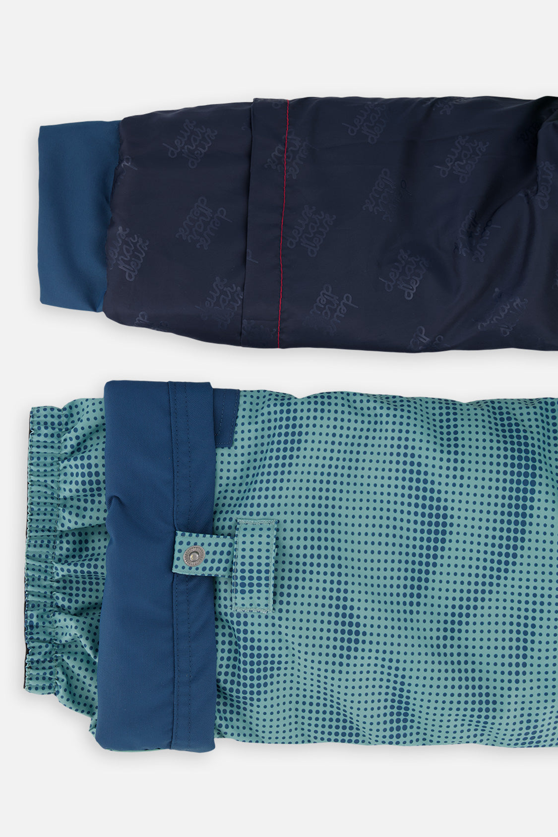 Deux par Deux Two Piece Play Snowsuit Greyish Blue And Navy With Greyish Blue Pants