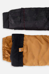Deux par Deux boys PLAY snowsuit, brown and black – sleeve and pant hem extensions for growing room
