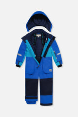 Deux par Deux boys' PLAY one-piece snowsuit in light and dark blue – alternate view