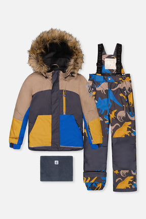 Deux par Deux boys PLAY grey blue dinosaur snowsuit -30°C 10K sizes 2-14