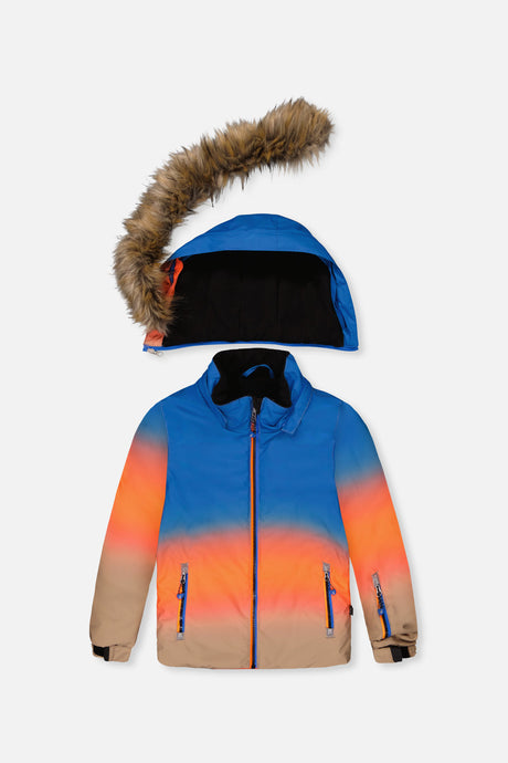 Deux par Deux PLAY two-piece snowsuit in Blue and Orange Gradient — alternate product view