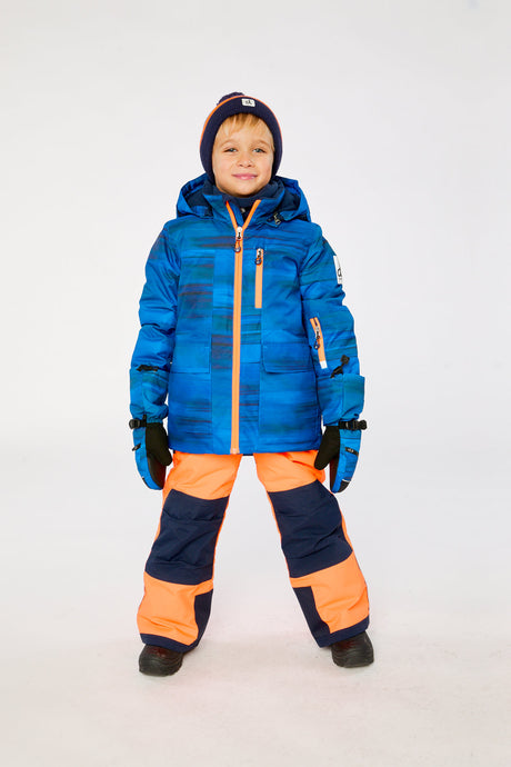 Two Piece Play Snowsuit Navy Blue And Orange With Orange Pants-3