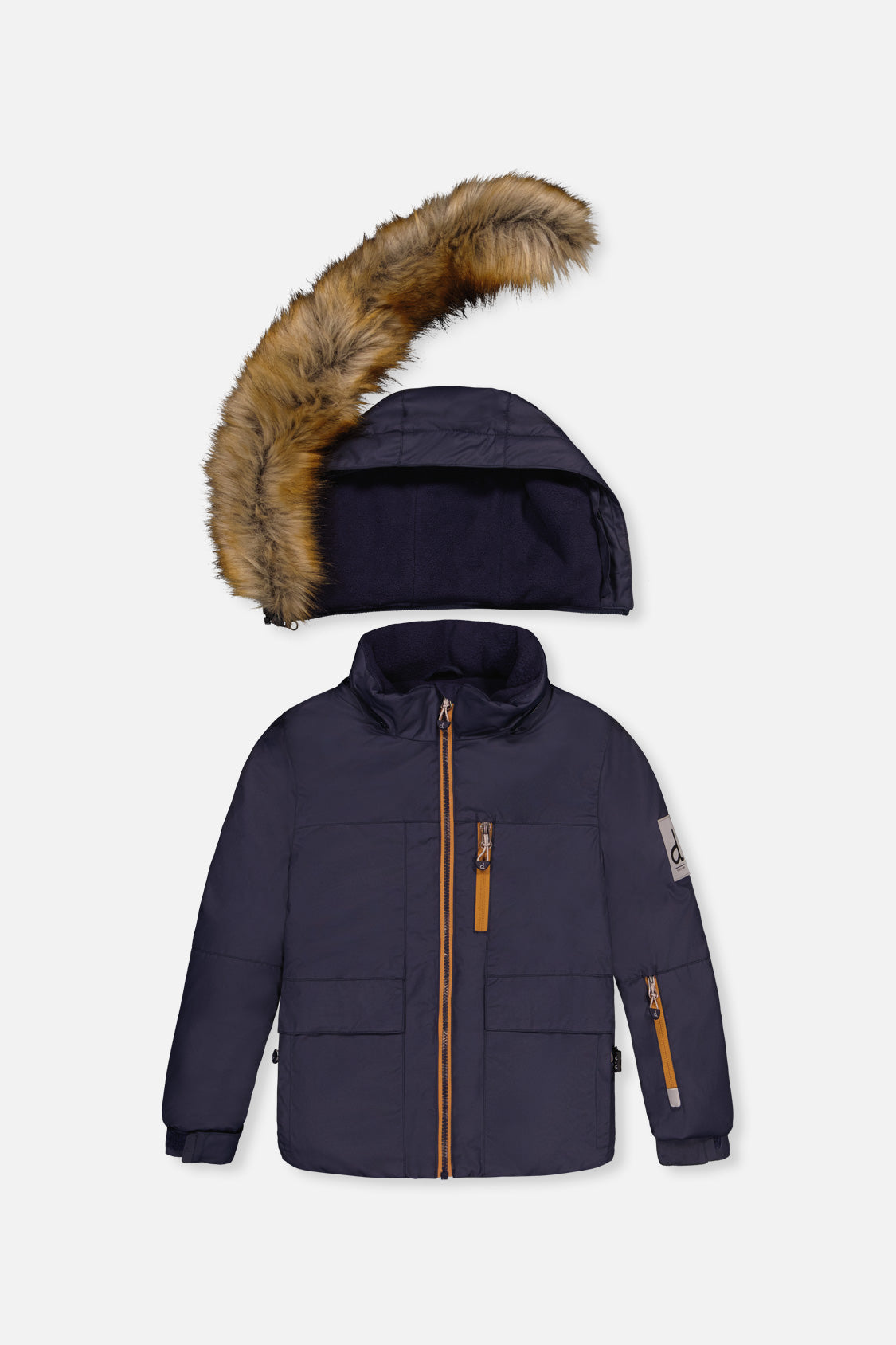 Deux par Deux PLAY two-piece snowsuit in Navy Blue with Brown Pants — alternate product view