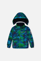 Two Piece Play Snowsuit Blue And Green Checkered Print With Navy Pants-4
