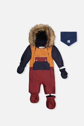 Deux par Deux baby car-seat one-piece snowsuit in Burgundy — main product view