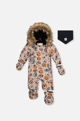 Deux par Deux baby boy beige dog print car seat snowsuit -30°C 10K sizes 6M-2T