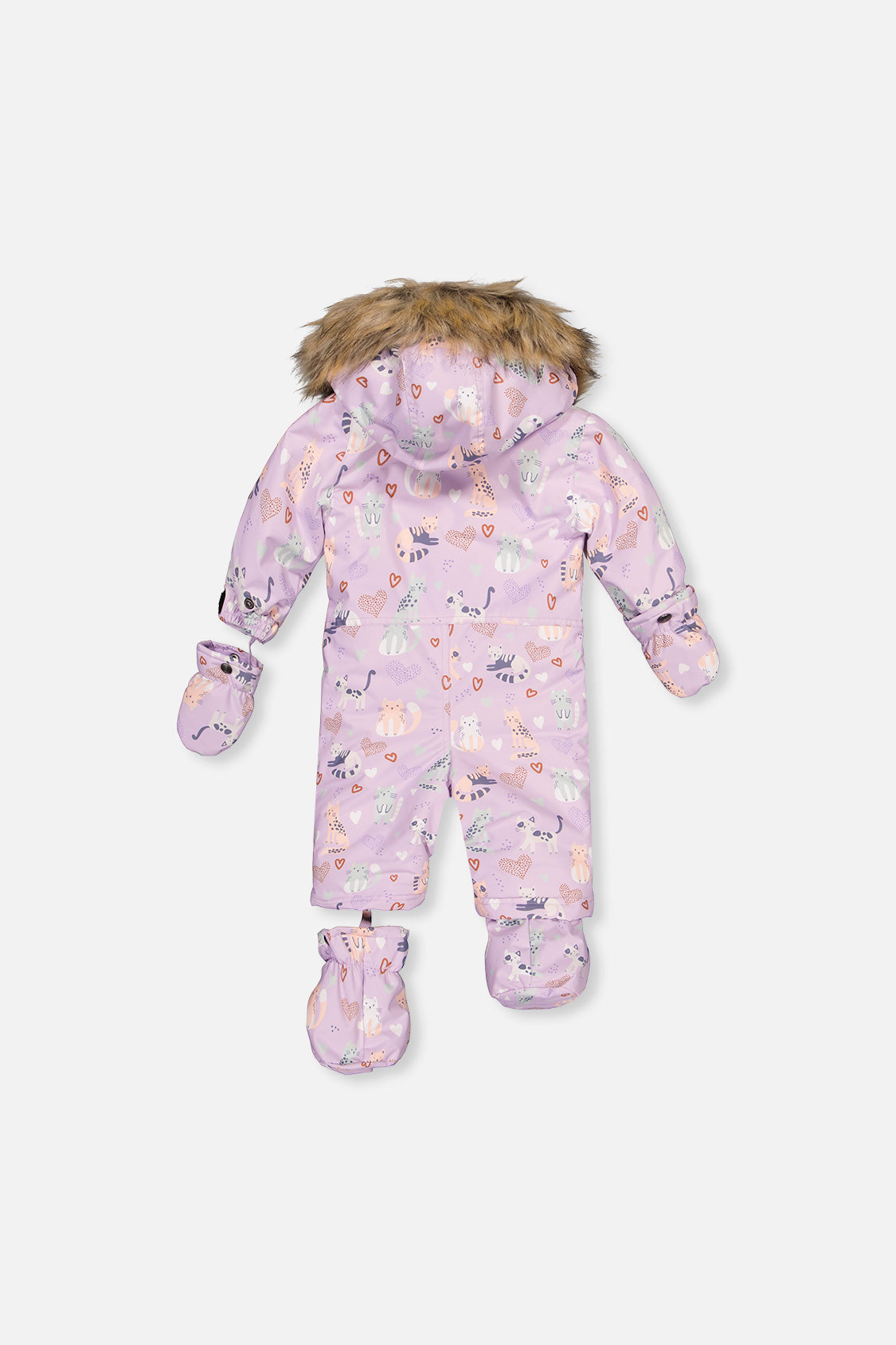 Baby girl waterproof purple cat snowsuit rated to -30°C