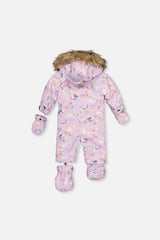 Baby girl waterproof purple cat snowsuit rated to -30°C