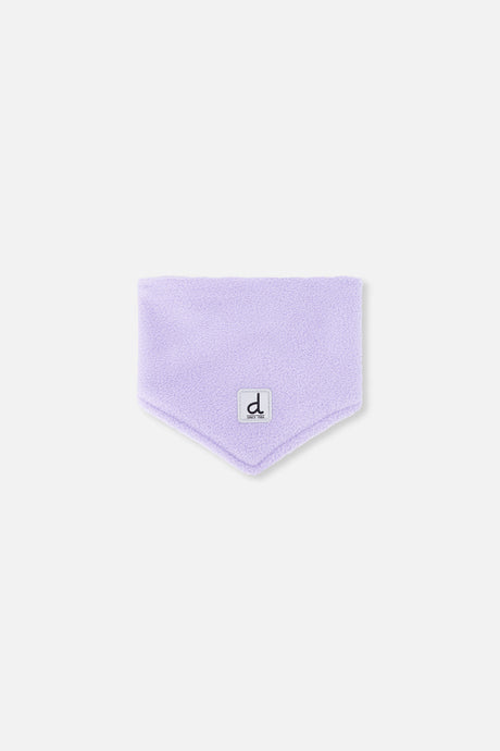 Lavender polar fleece neckwarmer included with the baby snowsuit