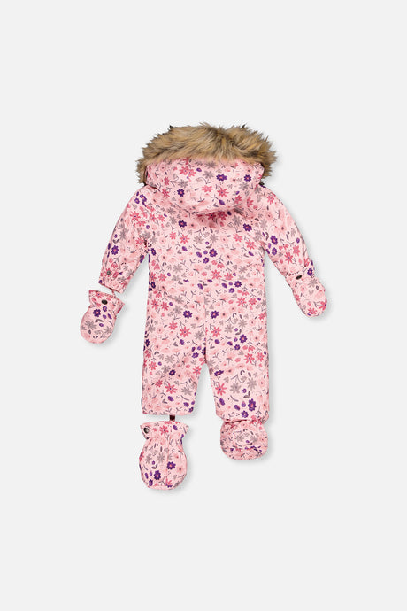 Deux par Deux pink mini flower baby car-seat snowsuit alternate product detail view