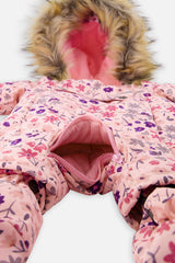 Deux par Deux Baby One Piece Snowsuit Adapted For Car Seats Pink Mini Flower Print
