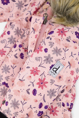 Deux par Deux Baby One Piece Snowsuit Adapted For Car Seats Pink Mini Flower Print