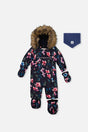 Deux par Deux baby car-seat one-piece snowsuit in Blue Floral Print — main product view