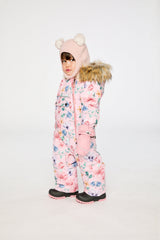 Pink floral Deux par Deux baby snowsuit -30°C with 10K waterproof winter protection