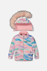 Girls waterproof line print snowsuit jacket and snow pants rated to -30°C