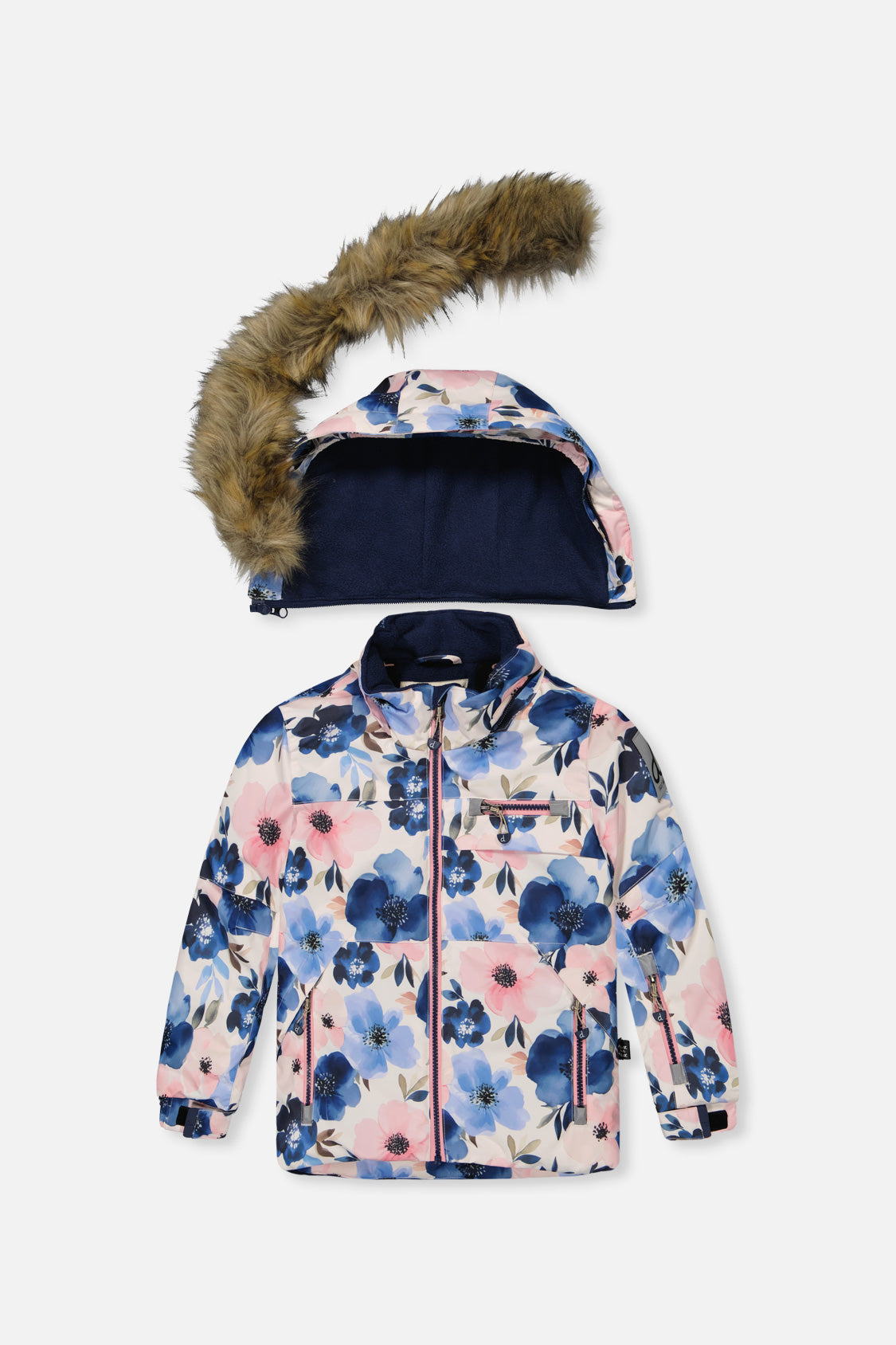 Girls waterproof watercolor floral snowsuit jacket and snow pants