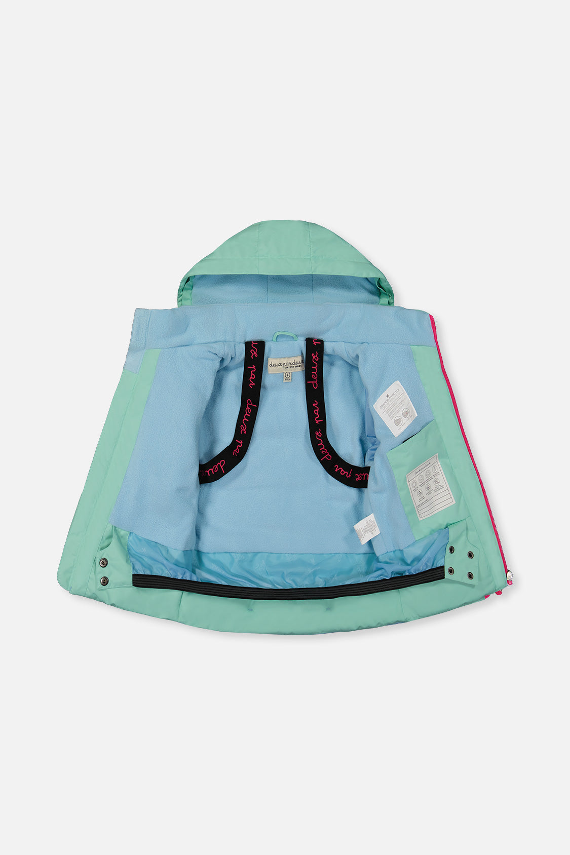 Deux par Deux solid mint snowsuit with Cordura reinforced snow pants