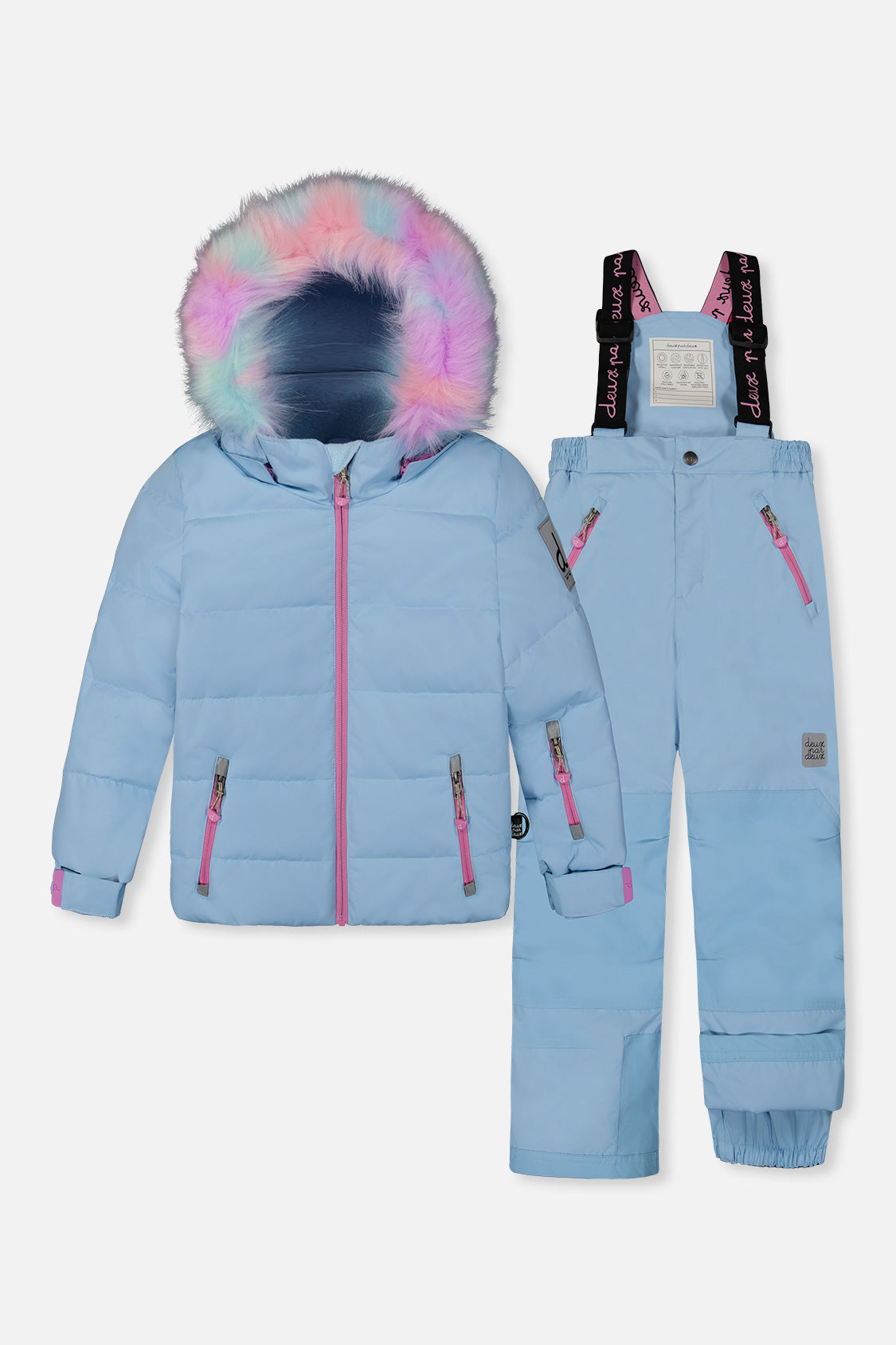 Deux par Deux girls light blue PLAY two-piece snowsuit with matching snow pants