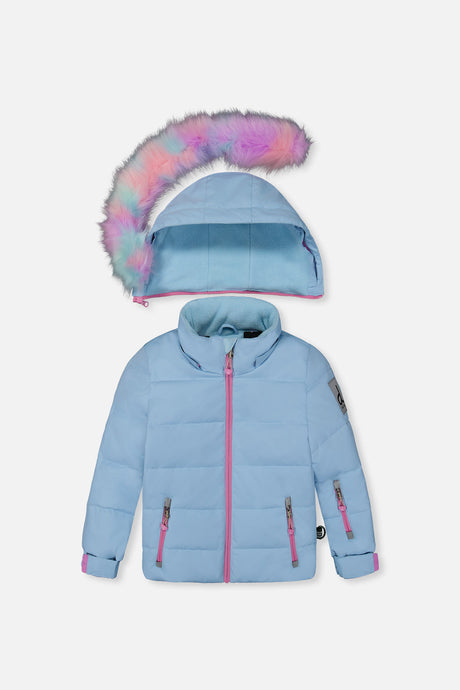 Girls light blue waterproof snowsuit jacket rated to -30°C by Deux par Deux
