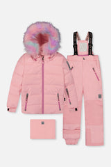 Deux par Deux girls light pink PLAY two-piece snowsuit set