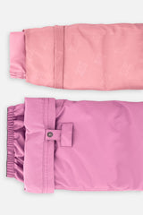 Deux par Deux girls PLAY snowsuit, pinkish violet and pink – sleeve and pant hem extensions for growing room