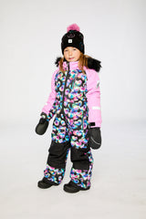 Deux par Deux PLAY black heart snowsuit for girls winter lifestyle view