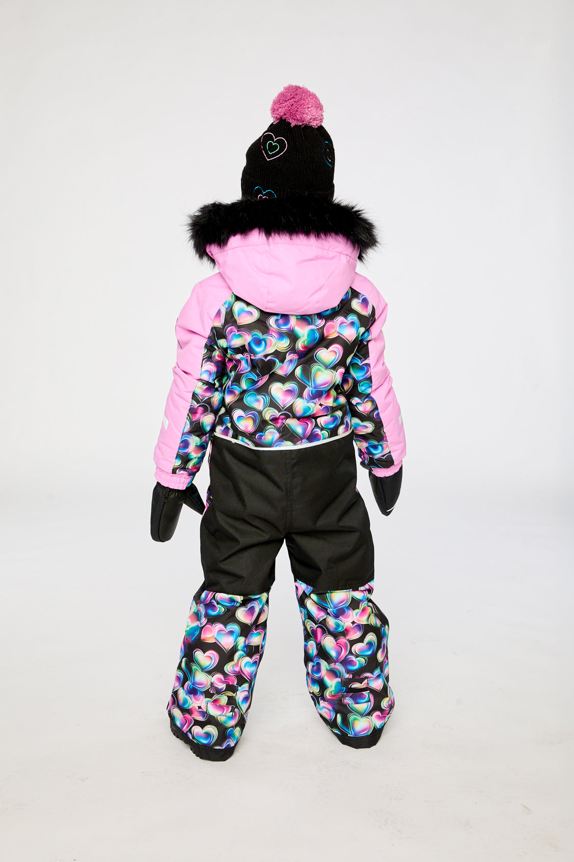 Girls black heart PLAY one-piece snowsuit alternate lookbook view
