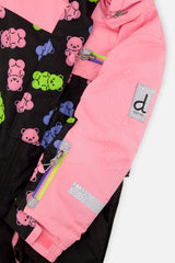 Deux par Deux Kids One Piece Play Snowsuit Pink And Black Gummy Bear Print