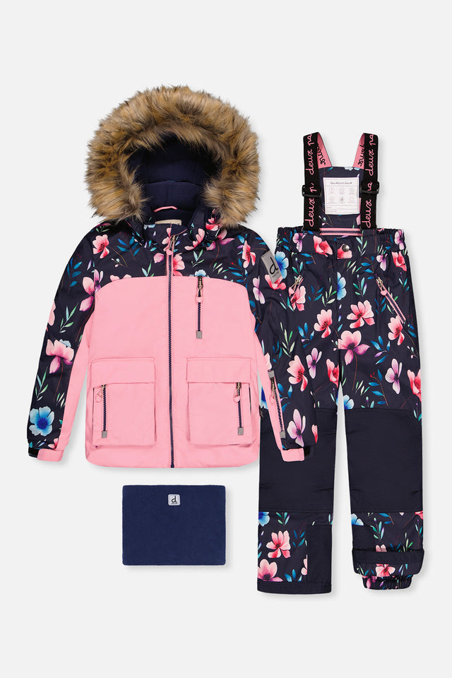 Deux par Deux girls PLAY pink floral two-piece snowsuit -30°C 10K sizes 2-14