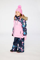 Deux par Deux girls pink floral PLAY snowsuit for skiing and winter snow play