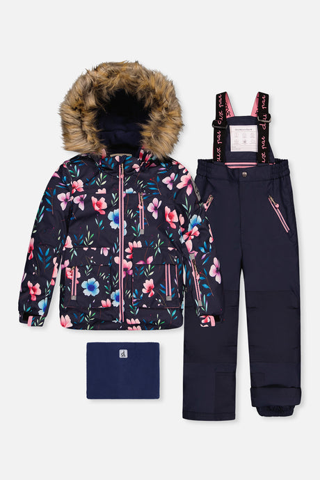 Deux par Deux PLAY two-piece snowsuit in Blue Floral Print — main product view