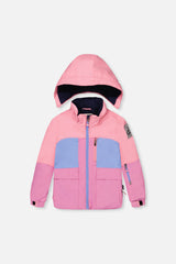 Deux par Deux pink purple PLAY snowsuit with watercolor floral pants alternate view
