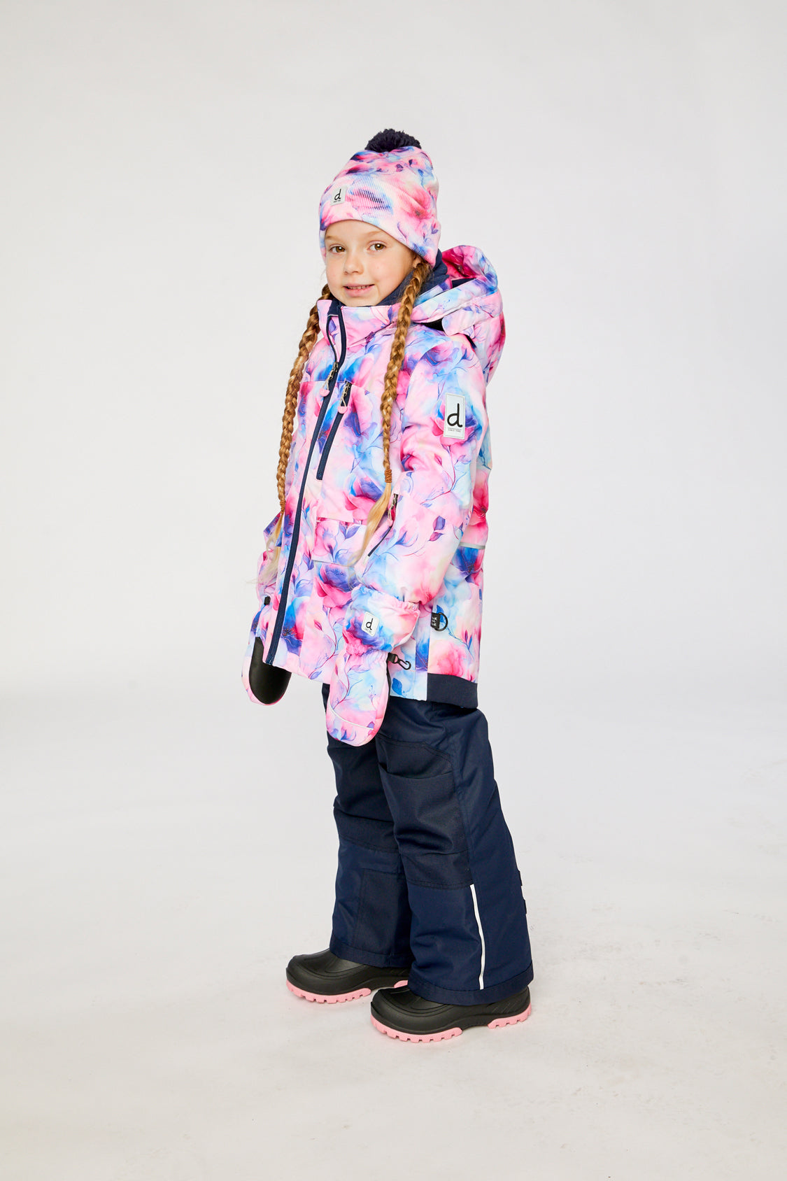 Deux par Deux girls Play snowsuit -30°C mauve floral jacket navy pants winter set