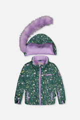Deux par Deux green mini flower and purple two-piece PLAY snowsuit alternate product view